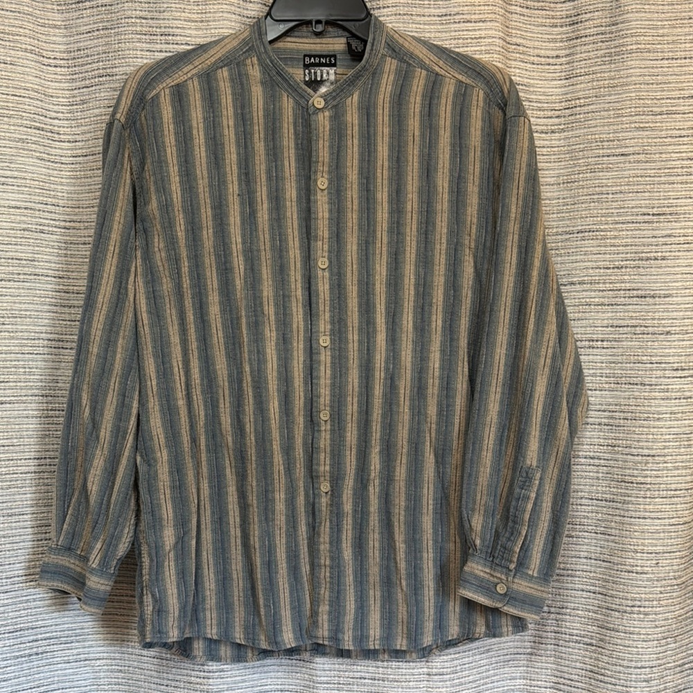 Jhane Barnes Storm Band Collar L/S Button Up Shirt